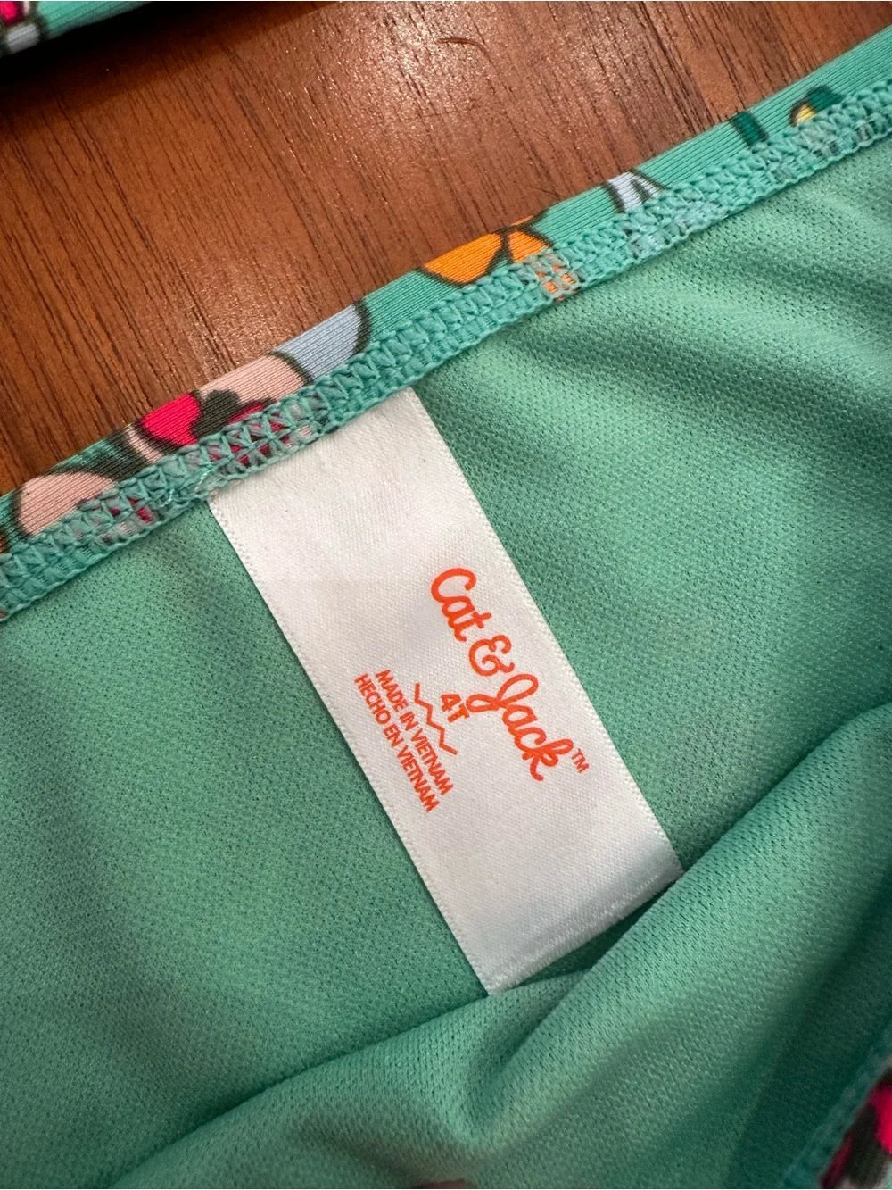 Green/Turquoise Floral Two Piece Swim Set with Ruffle detail size 4T